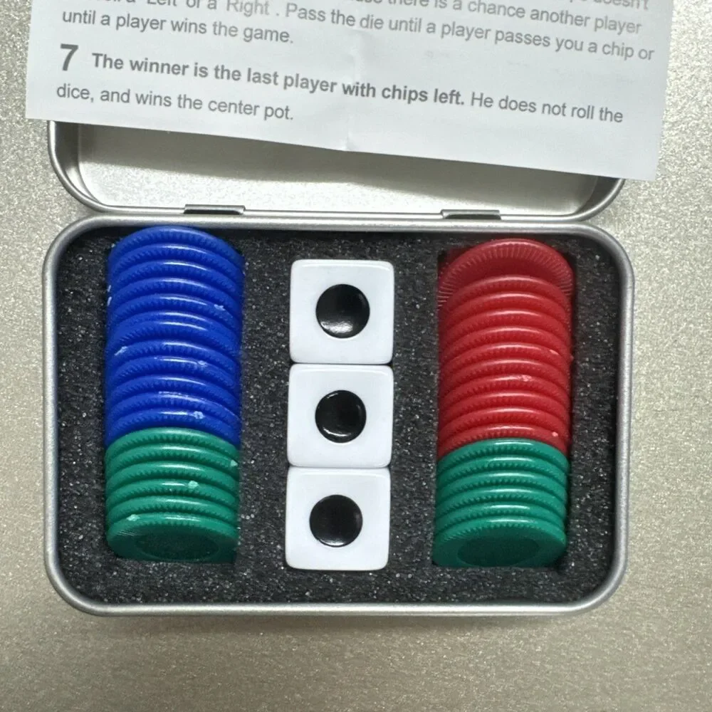 Right Left Center Dice Game Set with 3 Dices& 36 Chips - Colorful